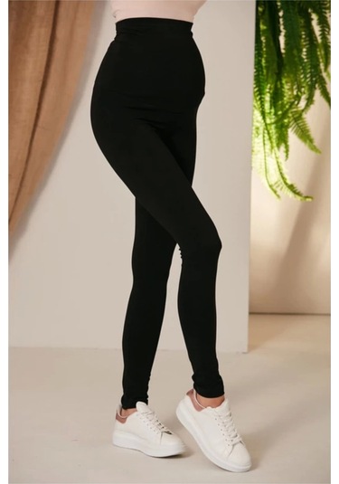 Kadın Siyah Esnek Kumaş Hamile Taytı Xl