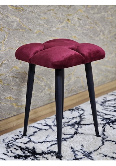 Kare Siyah Boyalı Konik Ayaklı Tabure - Oturak - Bar Taburesi - A Çok Renkli