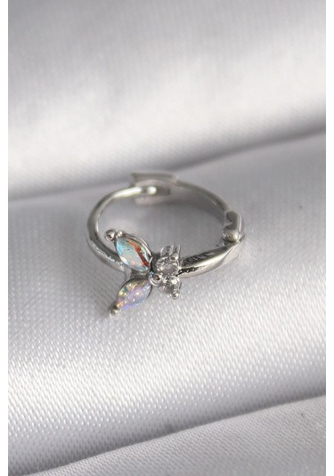 316l Çelik Gümüş Renk Zirkon Taşlı Kelebek Model Tragus Piercing - Prt3500eb02944-8007 Gümüş