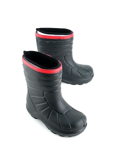 Gezer Erkek Çocuk Kışlık İçinde Çıkarılabilir Ek Çoraplı Su Geçirmez Yağmur Bot Çizme Siyah