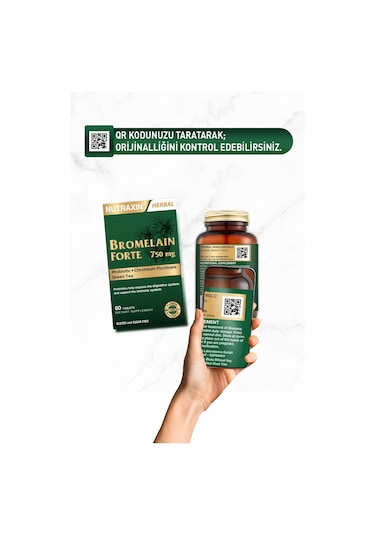 Nutraxin Bromelain Forte 750 mg 60 Tablet Krom Yeşilçay Probiyotik