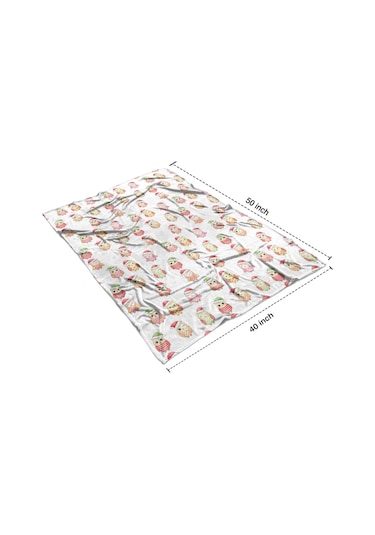 Noel Desenli 40x50 İnç Polar Battaniye, Yumuşak, Hafif Ve Kalın, Erkek, Kadın Ve Çocuk İçin Noel Baykuş Baba Noel