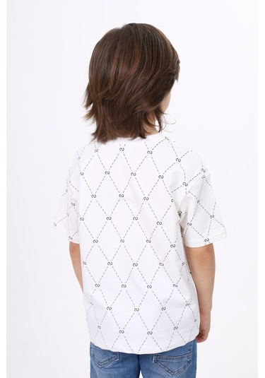 Toontoy Unisex Çocuk Baskılı Tişört Ekru