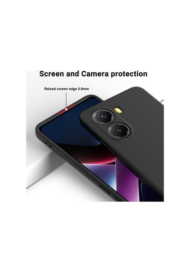 Xiaomi Poco X7 Pro İçin Düz Renk Sıvı Silikon Damlamaz Tam Kapsama Telefon Kılıfı Siyah