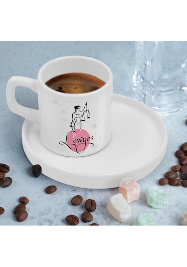 Bk Gift Kişiye Özel Sunum Tabaklı Avukat Tasarımlı Kahve Fincanı-10, Sevgiliye Hediye, Arkadaşa Hediye, Avukata Hediye Kobitmeyen137774 Bk Gift