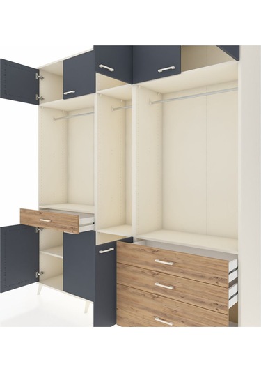 Hyperion Dolap 8 Raflı 4 Çekmeceli 3 Askılı 220x44x243 Aytaşı-antrasit/çam Antrasıt/atlas Çam