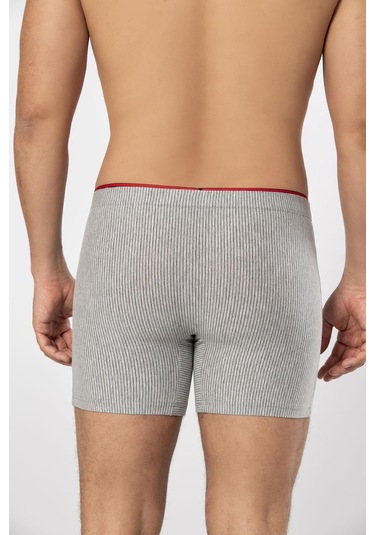 Weweus Gri Pamuk Elastan Çizgili Boxer 14921 Gri
