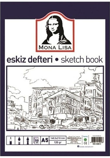 Monalisa Spiralsiz Karakalem Eskiz Defteri 120gr A5 50 Yaprak