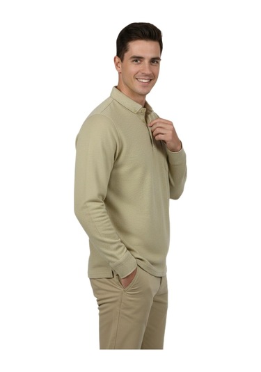 Raymons Erkek Gömlek Yaka Jakarlı Cepli Regular Fit Sweatshirt Bgl-st04957 Bej