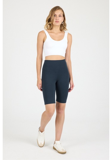 Malabadi Kadın Füme Penye Modal Yüksek Bel Sporcu Biker Tayt 1911 Füme