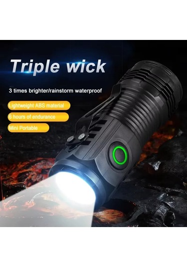 Taşınabilir Mini Led El Feneri 3led Ultra Güçlü Işık Flaş Işığı Siyah