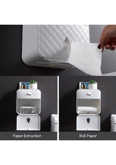 Ximistore9 Beyaz Abs Duvar Tipi Poşet Kağıt Dispenseri - 360 Kapalı, Raf Ve Çekmeceli, Sırtlı Çıkış, Deliksiz Montaj, Banyo/mutfak İçin 3120 Diğer