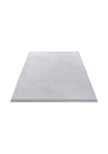 Comfort Puffy Düz Saçaklı Peluş Halı Gri