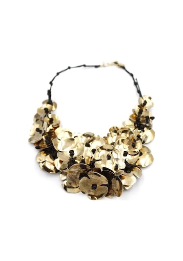 Çoklu Çiçek Kolye - Altın Çok Renkli