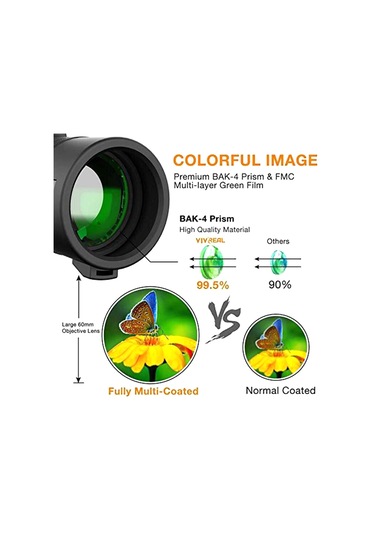 Wezone 40x60 Bak-4 Prisma Fmc Lens Monoküler Teleskop, Düşük Işık Gece Görüşü, Akıllı Telefon Tutucu Ve Alüminyum Tripod İle Dış Mekan Fotoğrafçılığı