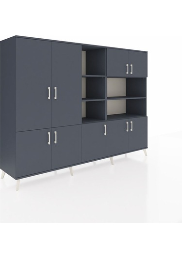 Hyperion Dolap 14 Raflı 9 Kapaklı 220x44x163 Antrasit-antrasit Antrasit-antrasit