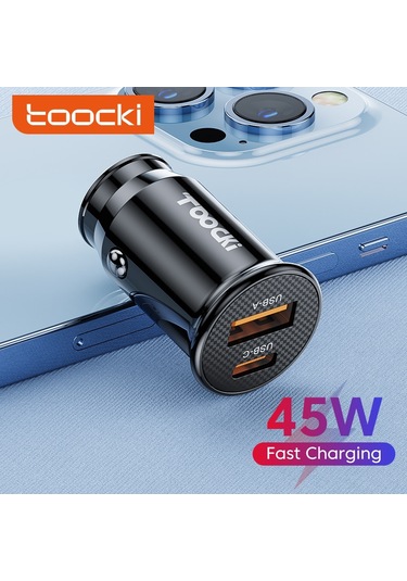 Toocki 45w 5a Araç Şarj Cihazı Tip C Çift Usb Hızlı Araç Şarjı Telefon Adaptörü İphone Uyumlu 13 12 Xiaomi Samsung Arabada Hızlı Şarj