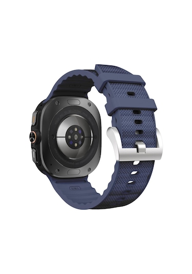 Samsung Galaxy Uyumlu Watch Ultra 47mm / Ultra 2025 İçin Düz Renk Spor Silikon Saat Bandı Gece Mavisi