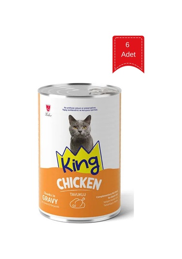 King Sos İçinde Tavuklu Kedi Konservesi 400 Gr X 6 Adet