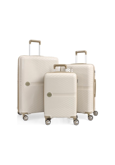 Ççs 5239 Polipropilen 3 Lü Valiz Seti Siyah-camel Siyah - Camel