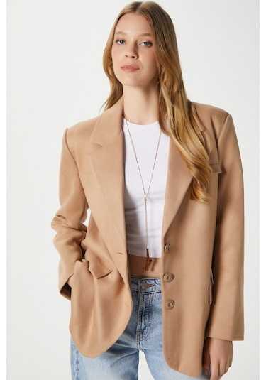 Kadın Thomas Süet Taba Blazer Ceket: Taba