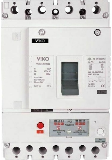 Viko 4x250 Amper 4 Kutuplu 35ka Kaçak Akımlı Kompakt Şalter Vmr3-