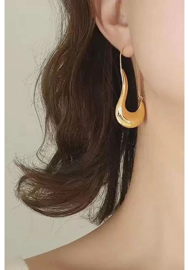 Caş Dekorasyon Altın Renkli Çelik Küpe/ Çift Altın