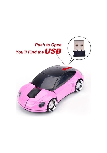 Fastbuy 2.4ghz 3d Araba Usb Optik Fare, Pembe, Pc Dizüstü İçin Alıcılı Faresi