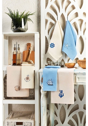 6 Parça Mutfak Kurulama Bezi 30 X 50 Cm Deniz