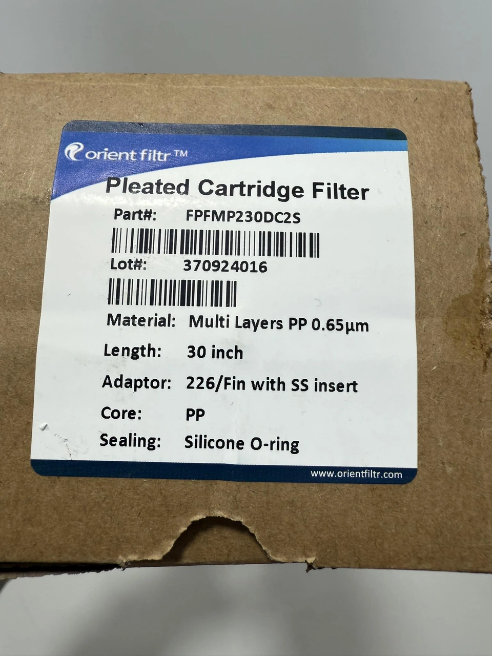 Orient Endüstriyel Katlanmış Kartuş Filtre 30inç 0,65mikron