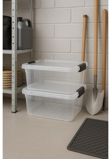 2 Li Şeffaf Saklama Kutusu & Düzenleme Kutusu & Oyuncak Kutusu 34 Lt Şeffaf