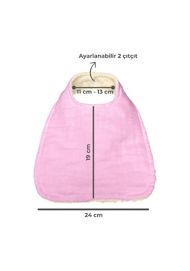 Pamuklu Sıvı Geçirmez Mama Önlüğü Bürümcük-havlu Çift Yönlü P-bej Pembe - Bej