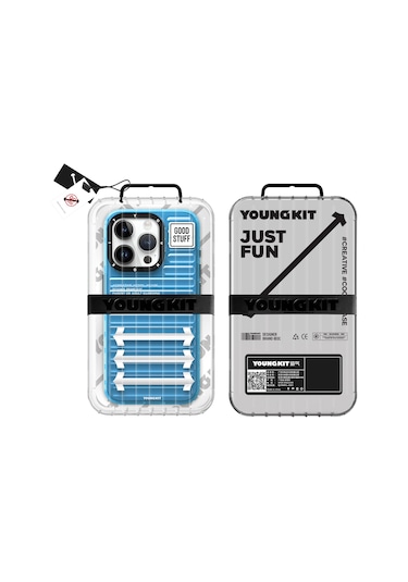 İphone 15 Pro Uyumlu Kılıf Youngkit Luggage Firefly Serisi Kapak Mavi