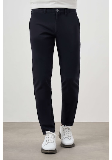Erkek Lacivert Pamuk Yan Cep Slim Fit Chino Pantolon 24ks003016200 Lacivert