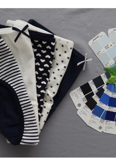 Alya Underwear Anne Kız Kombin Pamuklu Külot - Beyaz Slip İç Çamaşırı - 5'li Paket Çok Renkli P21