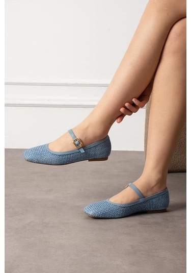 Rives Mavi Cilt Hasır Dokumalı Babet Ayakkabı Çok Renkli