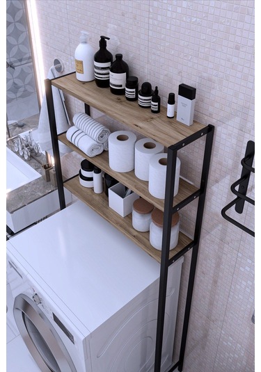 Nova Çamaşır Makinesi Üstü Düzenleyici Raf Banyo Dolabı Rafı Makina Üstü Dolap Raf Ceviz