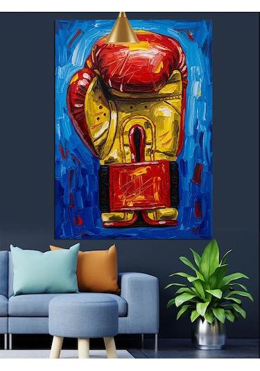 Kırmızı Tek Büyük Boks Eldiveni Dekoratif Kanvas - Mdf Ahşap Tablo