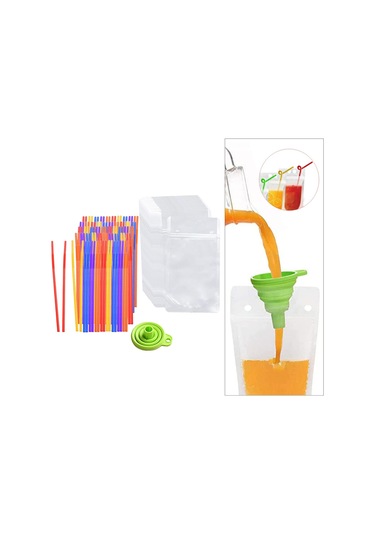 Suntek 100 Adet El Tipi İçecek Torbaları Fermuarlı Meyve Suyu