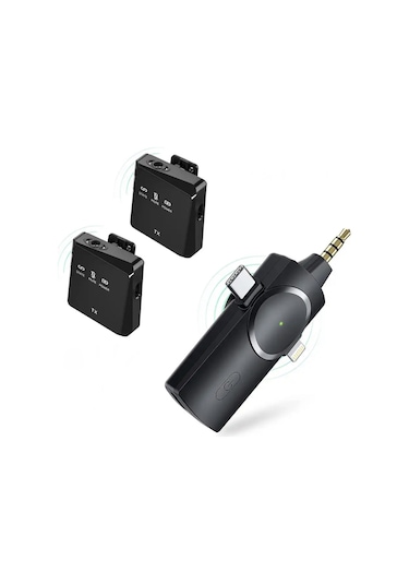 Type-c Apple Uyumlu iPhone İkili Kablosuz Yaka Mikrofonu 3in1 Pc Android İos