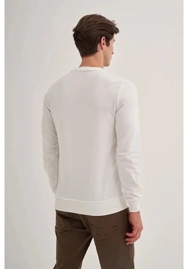 Cazador Slim Fit Mevsimlik 3 İplik Pamuk Karışımlı Sweatshirt-56100 Ekru