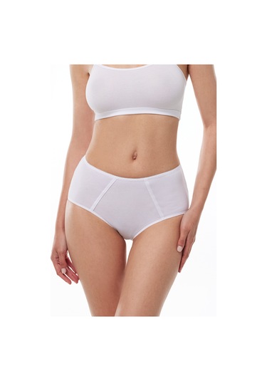 Malabadi Kadın Beyaz 2 Li Paket Pamuk Elastan Sabrina Yüksek Bel Slip Külot 114 Beyaz