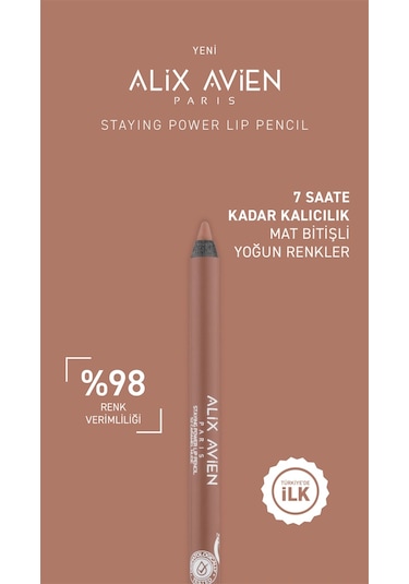 Alix Avien Suya Dayanıklı Uzun Süre Kalıcı Yumuşak Dudak Kalemi Staying Power Lip Pencil 52 Caramel Nude