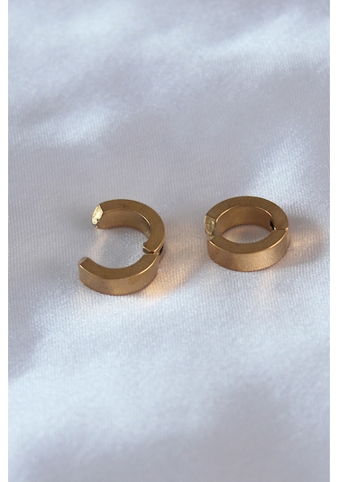 316l Çelik Gold Renk Sıkıştırmalı Erkek Küpe