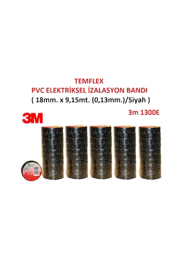 3M Elektrik Bandı Temflex 1300E Siyah 50 Adet