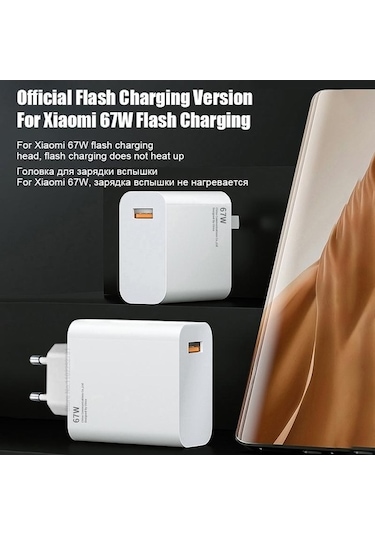 Supermarket1 67w Hızlı Şarj Cihazı, 1 Metre Eu Kabloyla Eu Charger 1m Cable