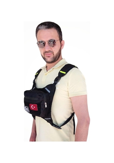 Motorcu Göğüs Çantası Reflektörlü Su Geçirmez Kan Grubu B-