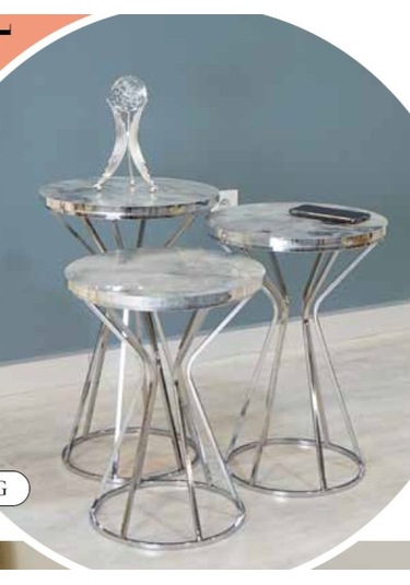 Mim Mermer - Gümüş Darbuka Zigon Sehpa Mermer