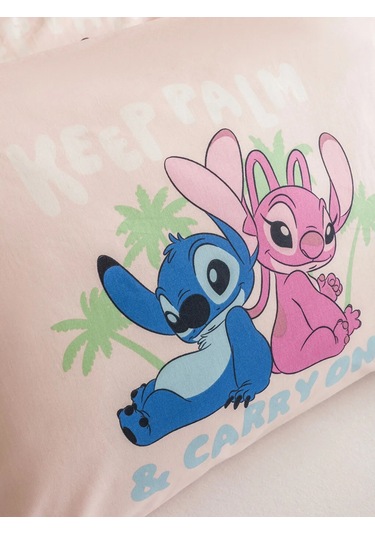 Pembe Lilo Ve Stitch Baskılı Yastık Kılıfı 2'li 50x70 Cm