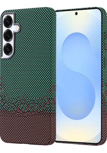 Goocamp Galaxy Uyumlu S24 Plus Kılıf Magsafe Şarj Özellikli Karbon Fiber Görünümlü Nekst Ka Yeşil